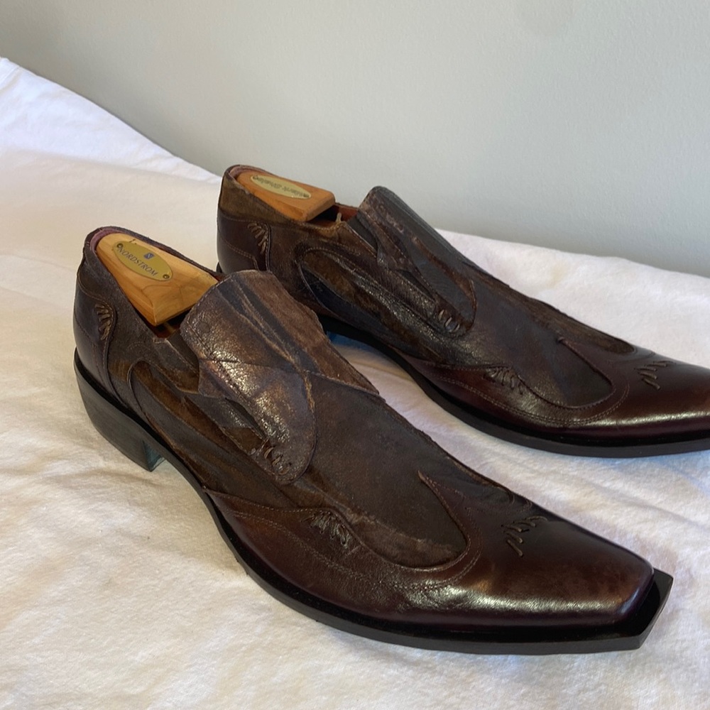 JO GHOST Brown Leather Slip On Men’s Dress ShoeMade in Italy EU 44 US 10.5 New!